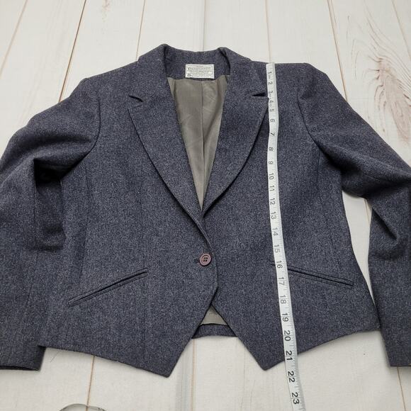Vintage Pendleton gray wool crop blazer jacket tailored hourglass - Picture 4 of 7